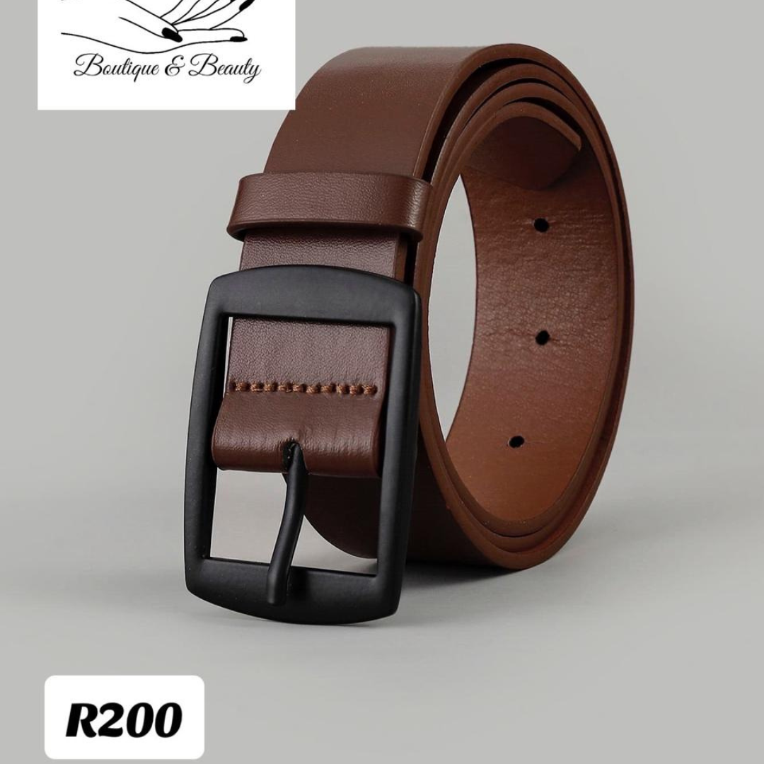 Mens Brown Belt Black Buckle