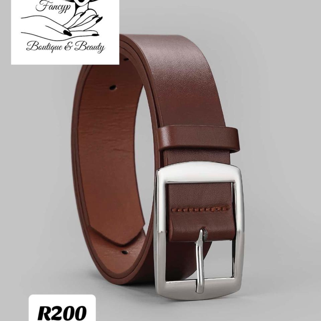 Mens Brown Belt Silver Buckle
